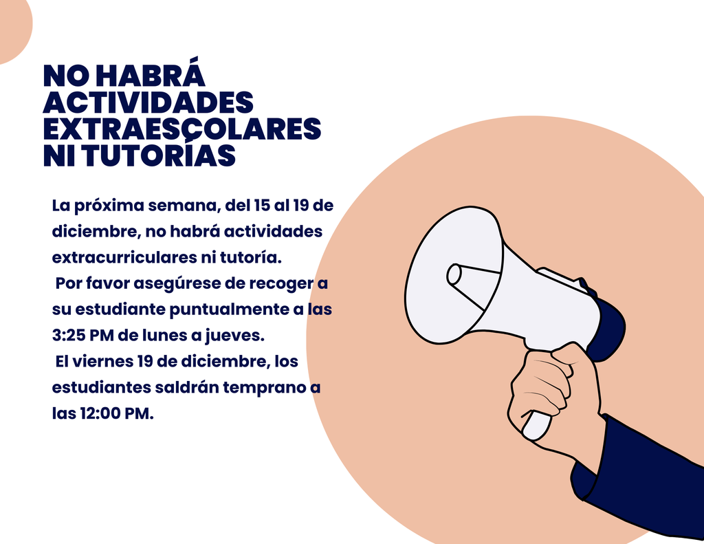 no habra actividades extraescolares ni tutoria dic 15-19