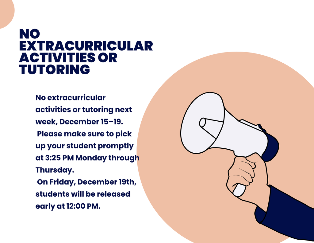 no Extracurricular activities or tutoring dec 15-19