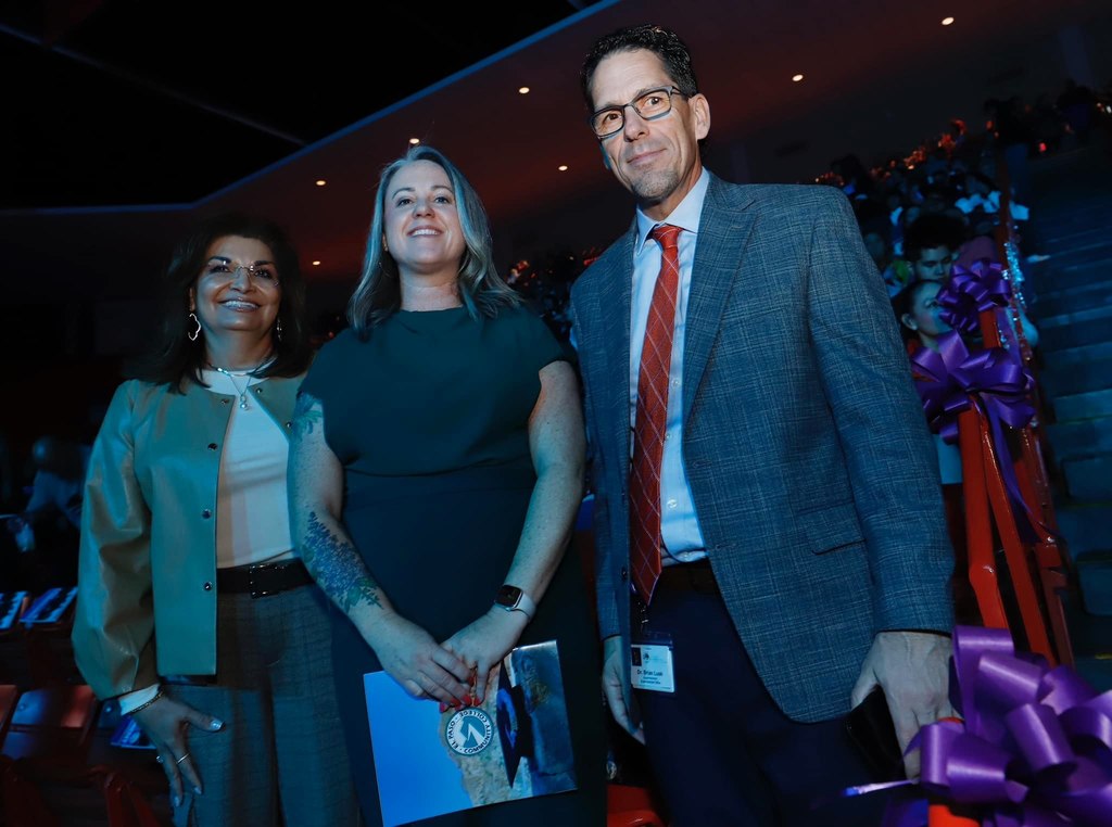 Superintendent Dr. Brian Lusk, Martha Aguirre, and El Paso ISD Board Trustee Mindy Sutton take photo at EPCC graduation
