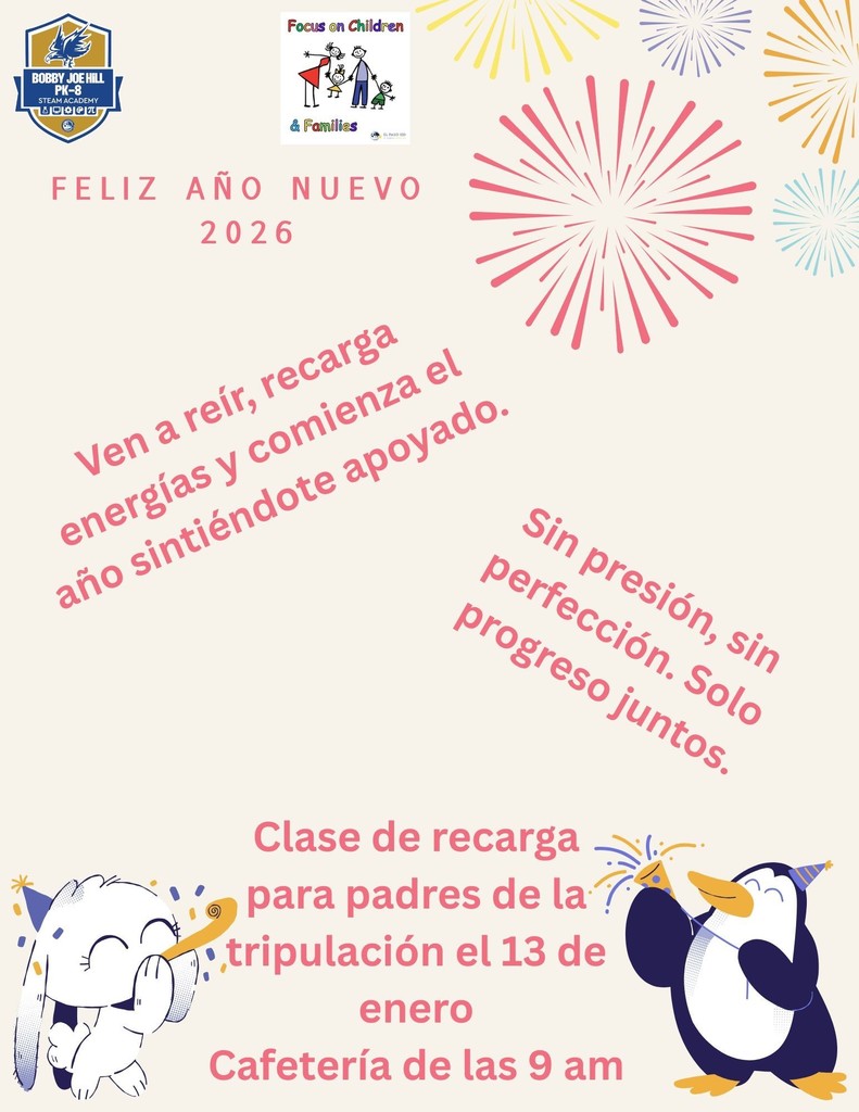 Parent Recharge Crew Class January 13th 9am Cafeteria 