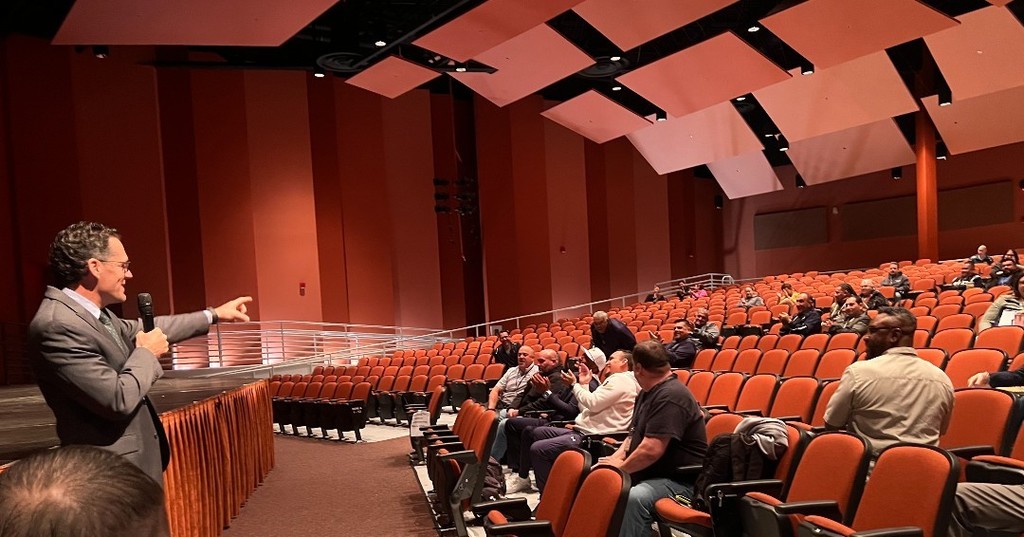 El Paso ISD Superintendent Dr. Brian Lusk speaks with Coronado High School staff