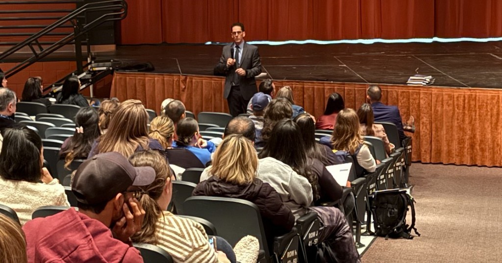 El Paso ISD Superintendent Dr. Brian Lusk speaks with Coronado High School staff