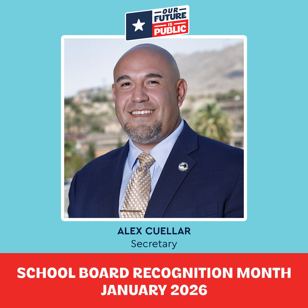 Graphic of Alex Cuellar Board Secretary for School Board Recognition Month January 2026