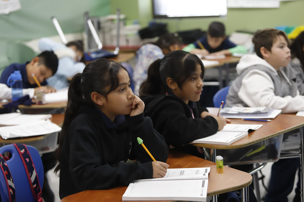 Hart Elementary school students working on class assignment