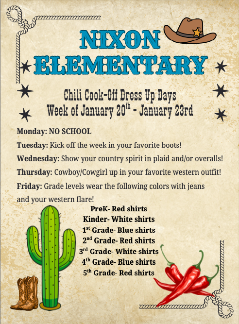 chili cook-off- dress up days
