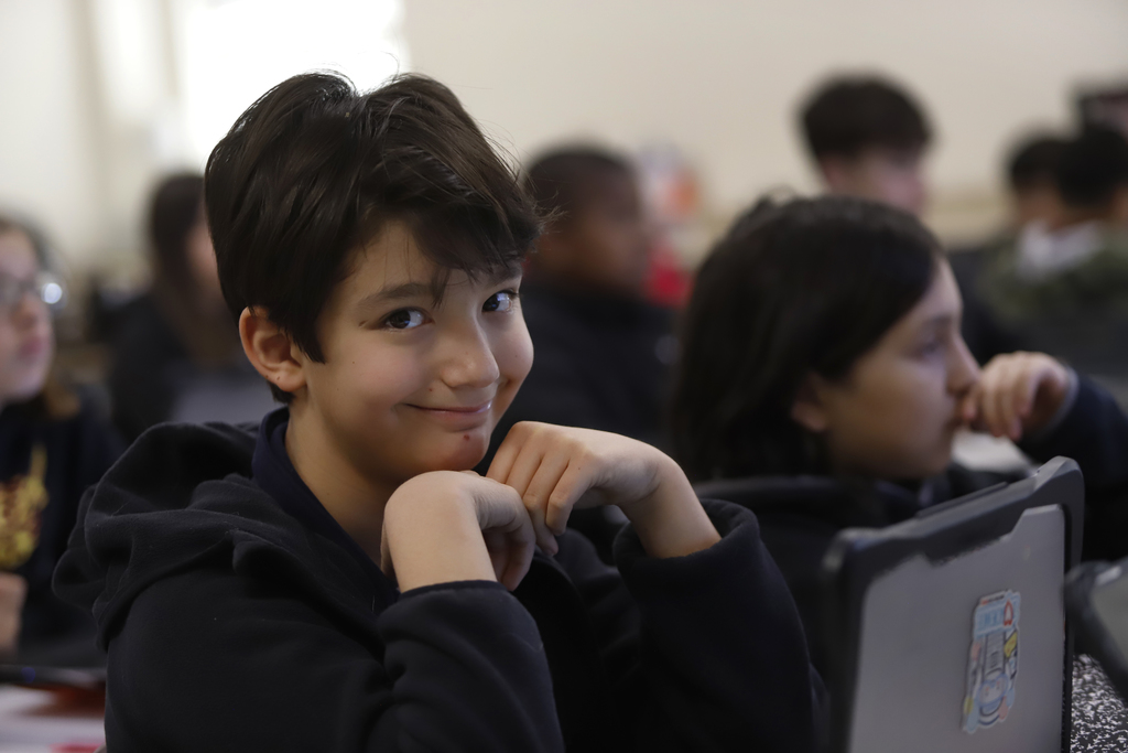  Canyon Hills Middle School students in class