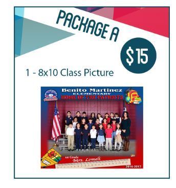 Package A is 15.00 and its a 8x10 class picture 