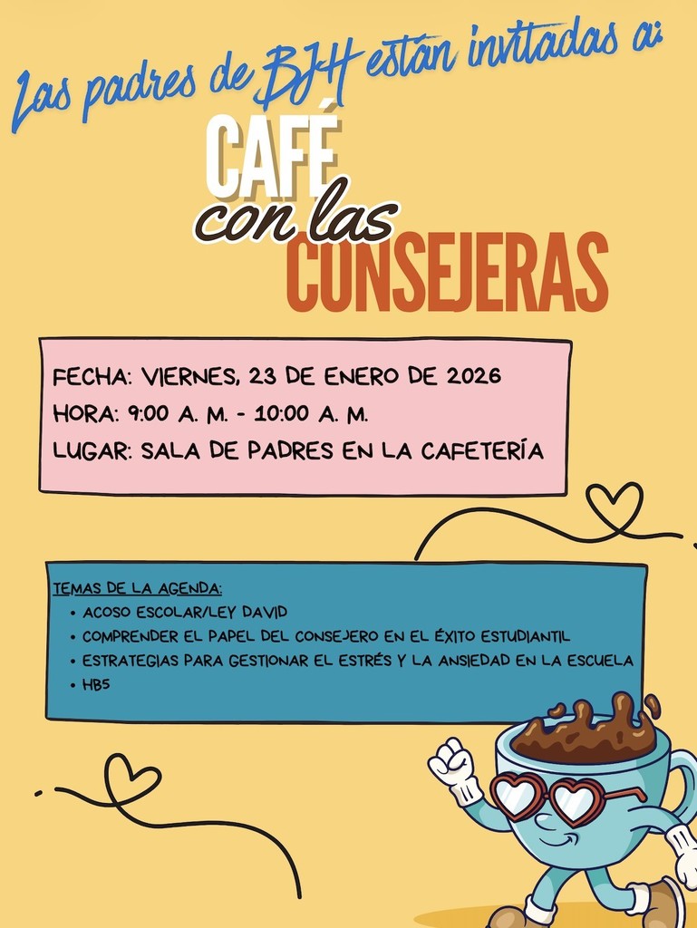 Coffee with the Counselors Jan 23rd 9am in cafeteria