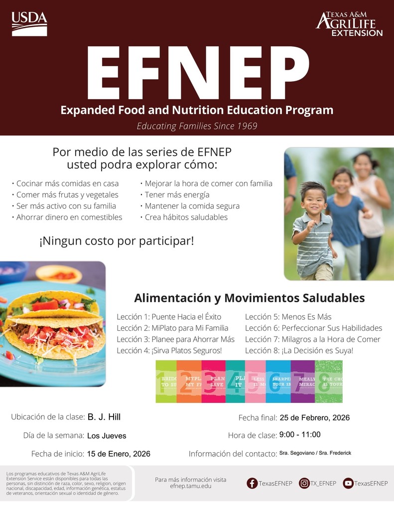 Parent Nutrition Class Jan 22, 2026 9am in cafeteria