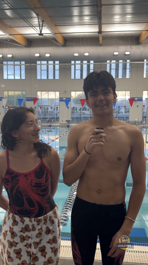 Jefferson Silva boy and girl swimmers answering questions
