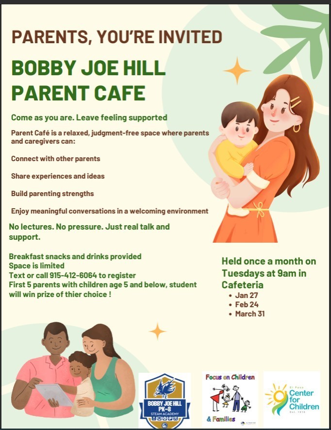Parent Cafe Jan 27th 9am in Cafeteria