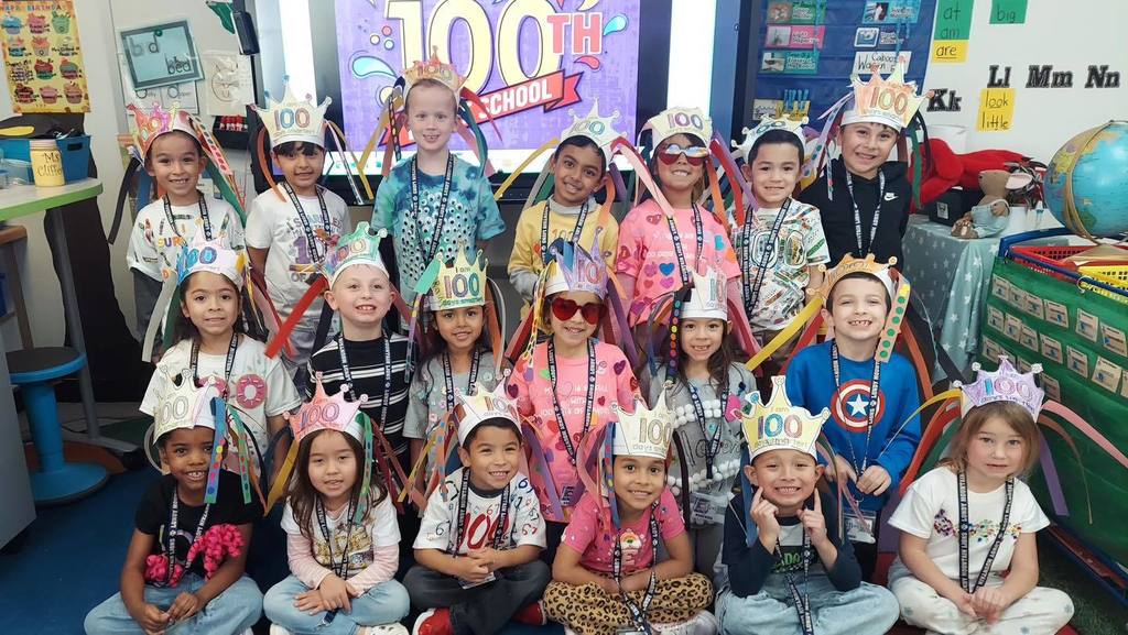 Students dressed up for the 100th day of school