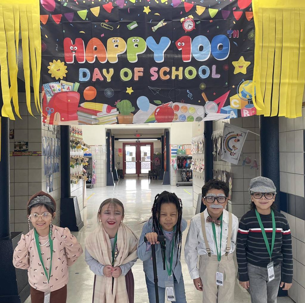 Students dressed up for the 100th day of school