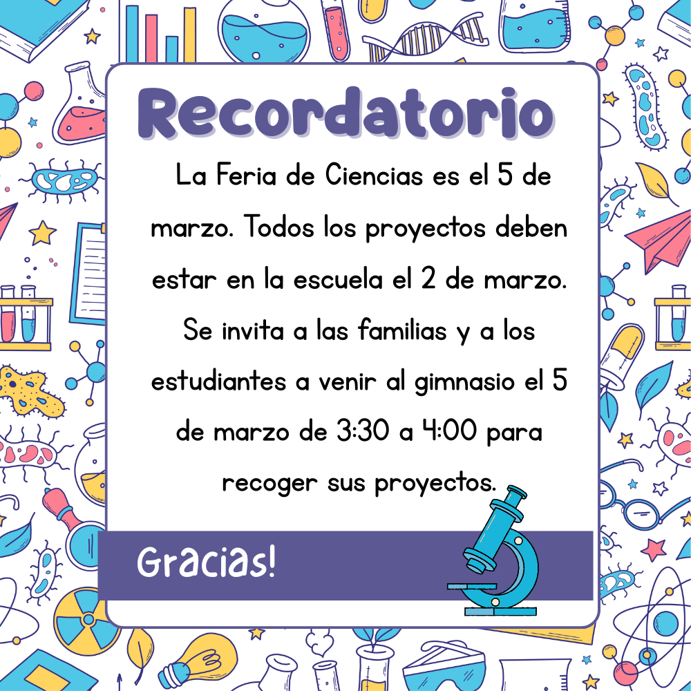 Science Fair- Reminder SP