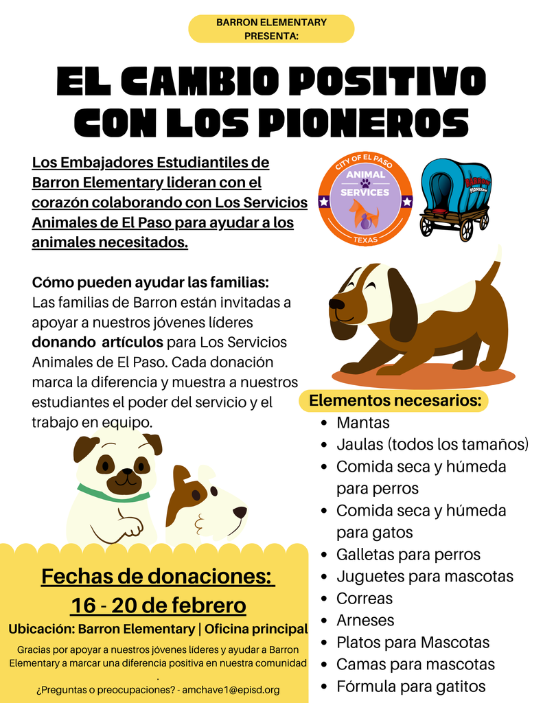 Grafica promocionando una colecta comunitaria para animales necesitados