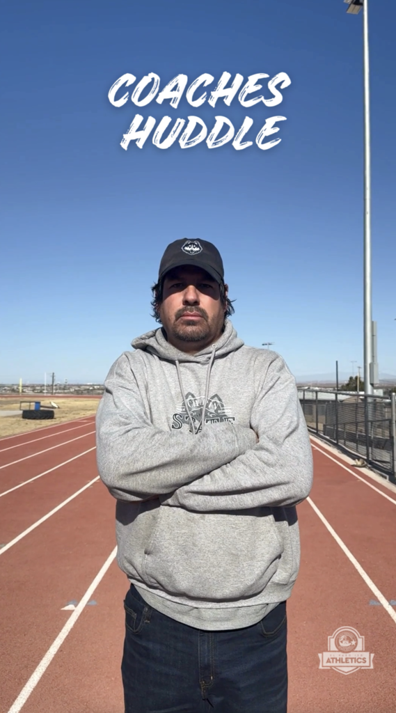 Photo of Chapin High Coach Mario Gomez posing with Coaches Huddle text on screen