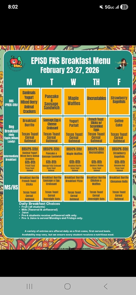 Breakfast Menu 2/23