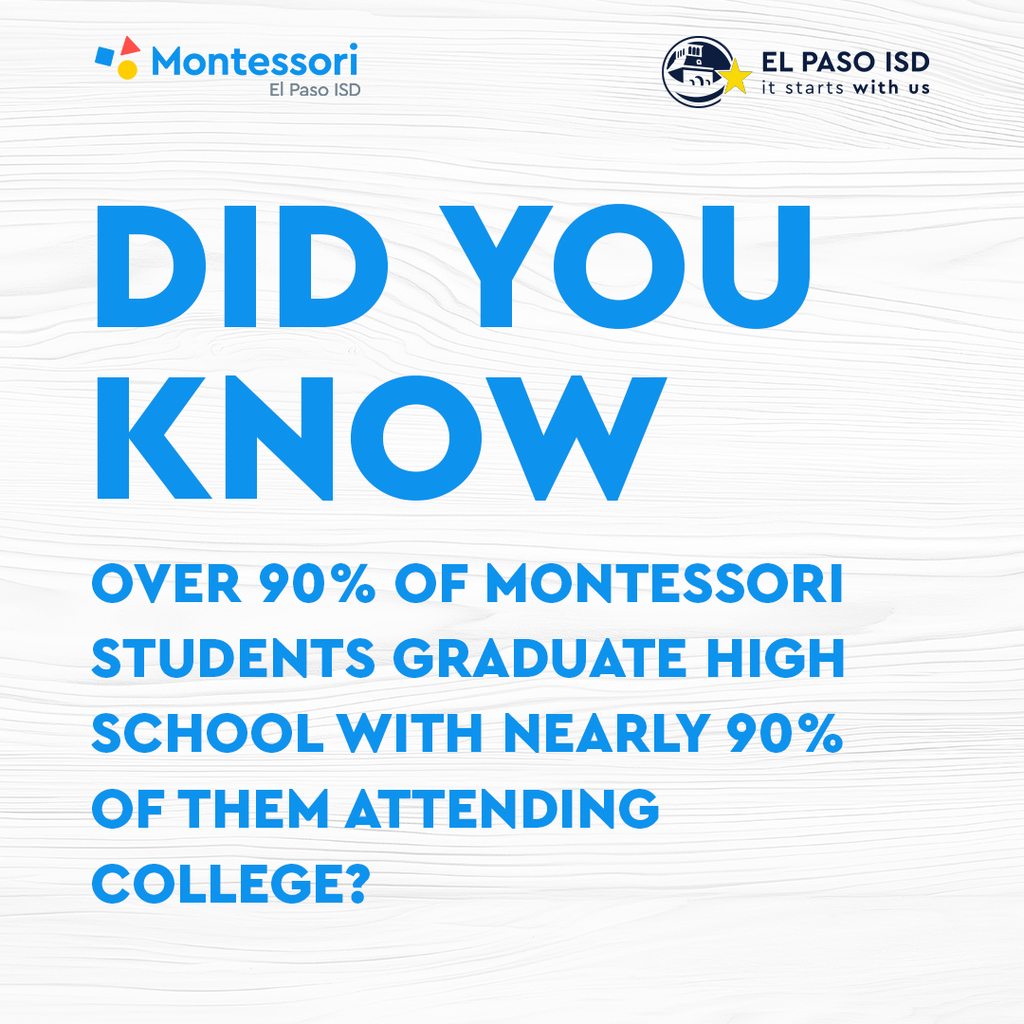 Graphic that says Did you know over 90% of Montessori students graduate high school with nearly 90% of them attending college?