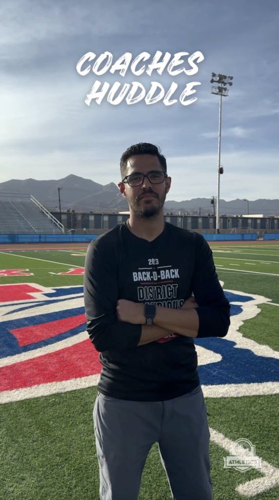 Photos of Irvin High School head varsity girls soccer coach that says Coaches Huddle as the title