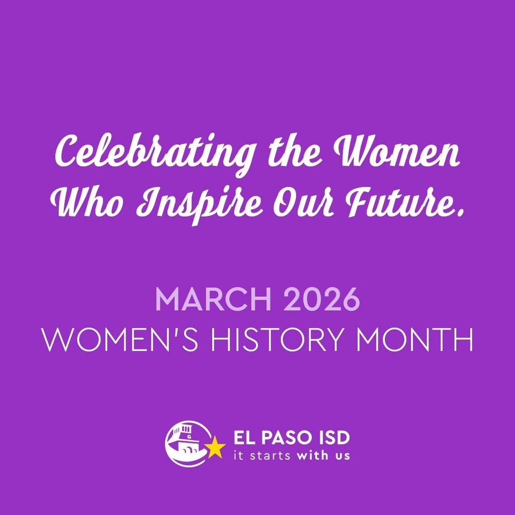 Purple graphic that says celebrating the women who inspire our future March 2026 Women's History Month