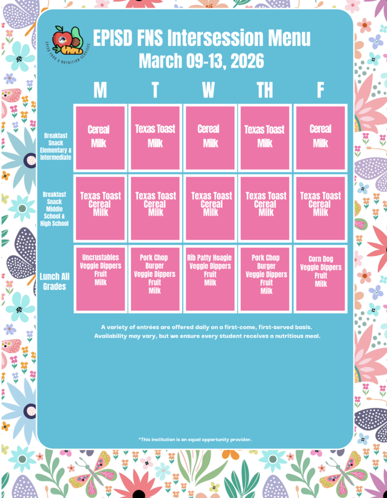 Lunch menu wk 3/9/26