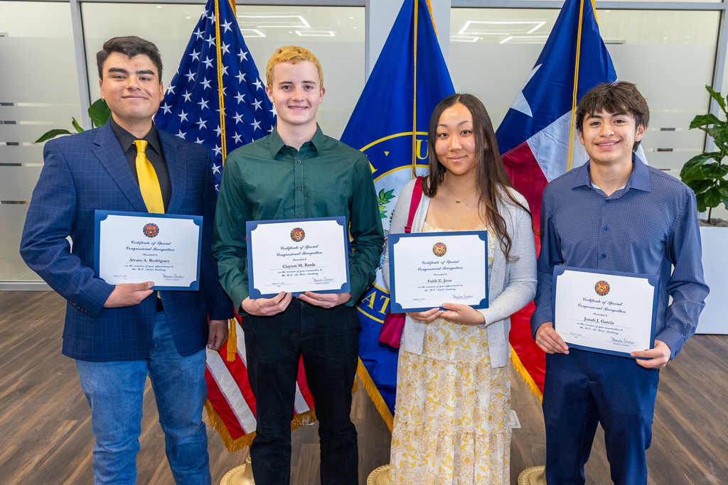 El Paso ISD students take a group photo. Pictured nominees include Alvaro Rodriguez, Clayton Barde, Faith Jeon, and Jonah Garcia. 