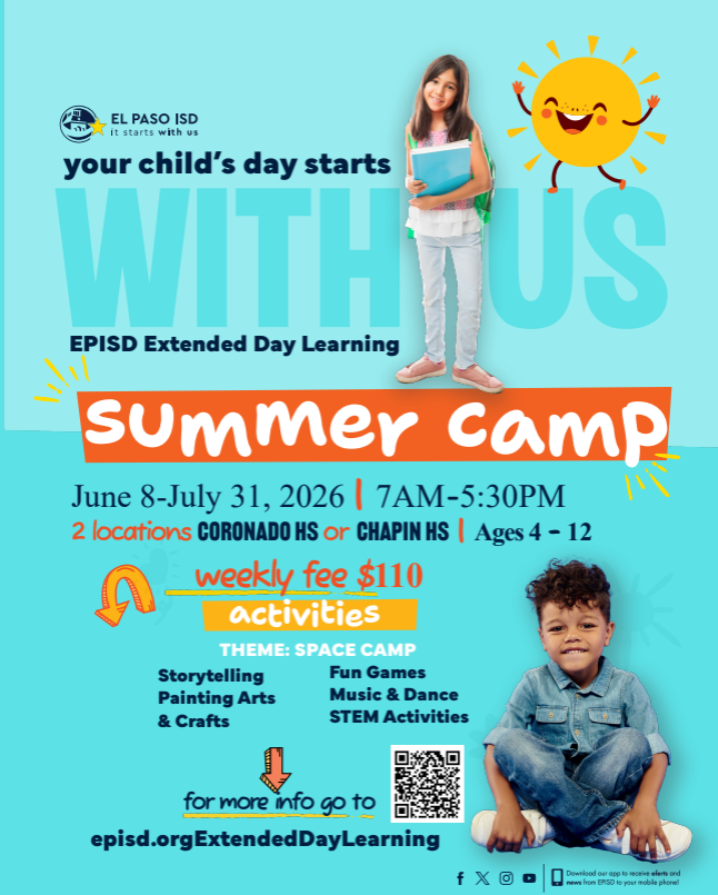 summer camp flyer for EPISD Extended day learning