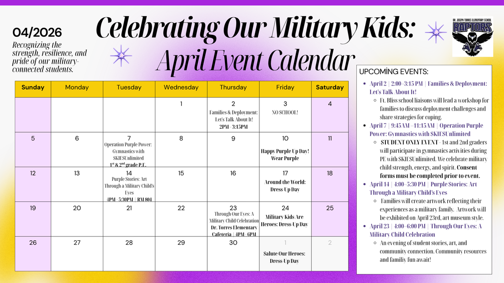 Celebrating Our Military Kids: April Event Calendar