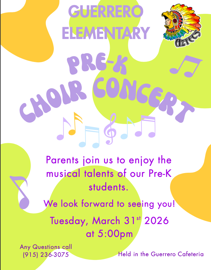 Pre-K Choir Concert flyer
