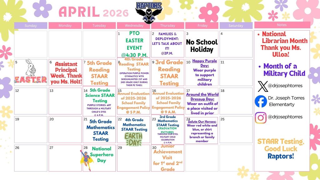 April Event Calendar 2026
