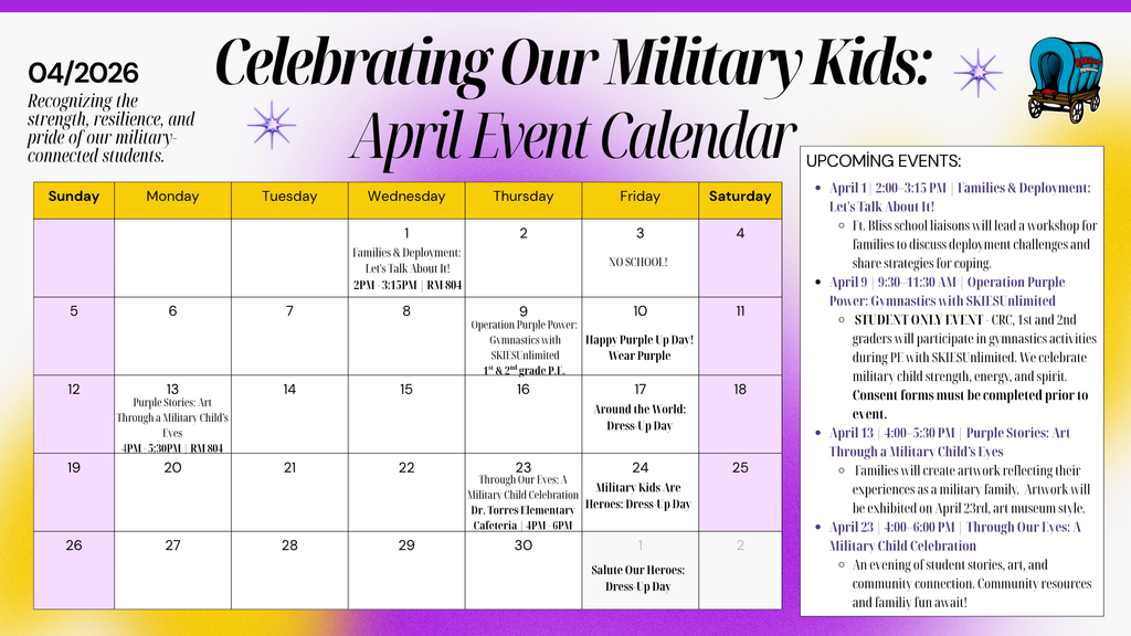 Celebrating Our Military Kids: April Event Calendar