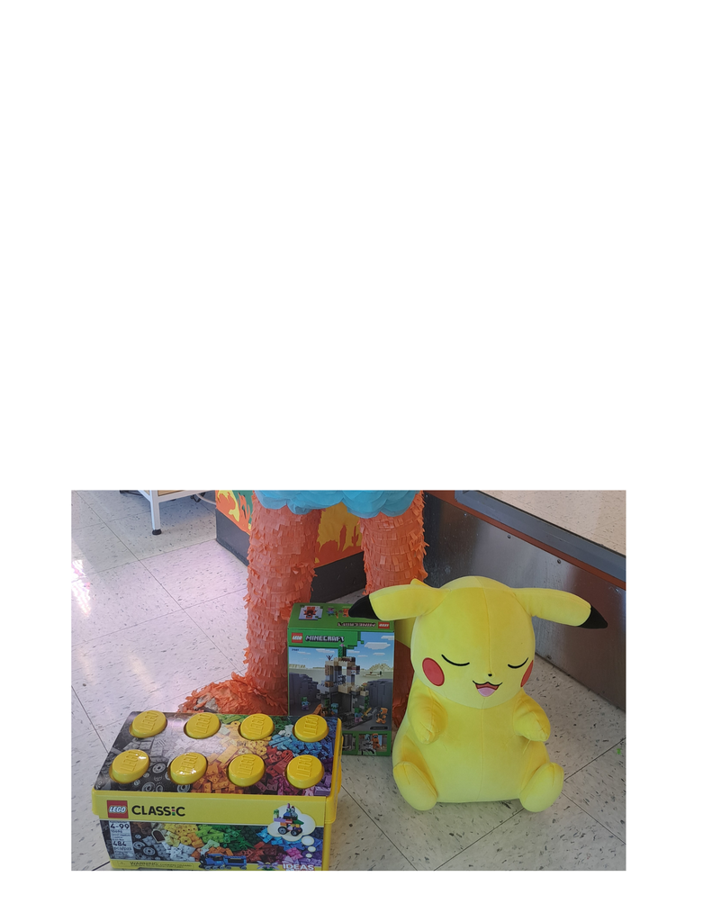 Our toiletry drive has started and our top three student donors are going to win a prize. Prizes include a Classic Lego Brick Box,  or a Lego Minecraft Zombie Dungeon or an 18 inch Pikachu Plushie.