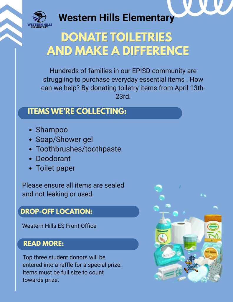 Our toiletry drive has started and our top three student donors are going to win a prize. 