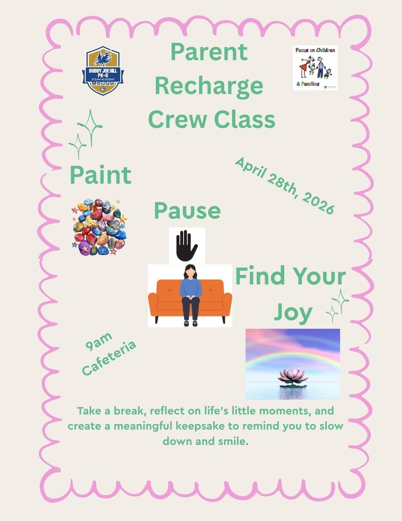 Parent Recharge Crew Class April 28th, 9am cafeteria