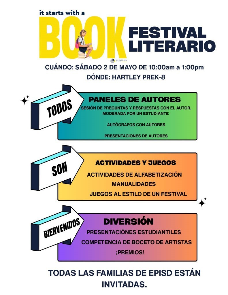 Book festival Literario 2 de Mayo @ Hartely Prek-8 10am-1pm