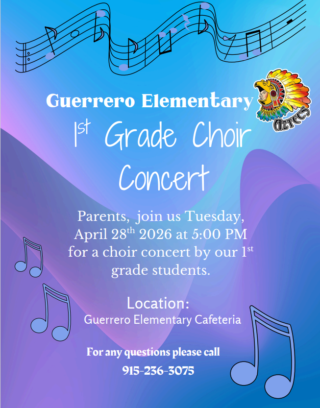 1st Grade Choir Concert flyer