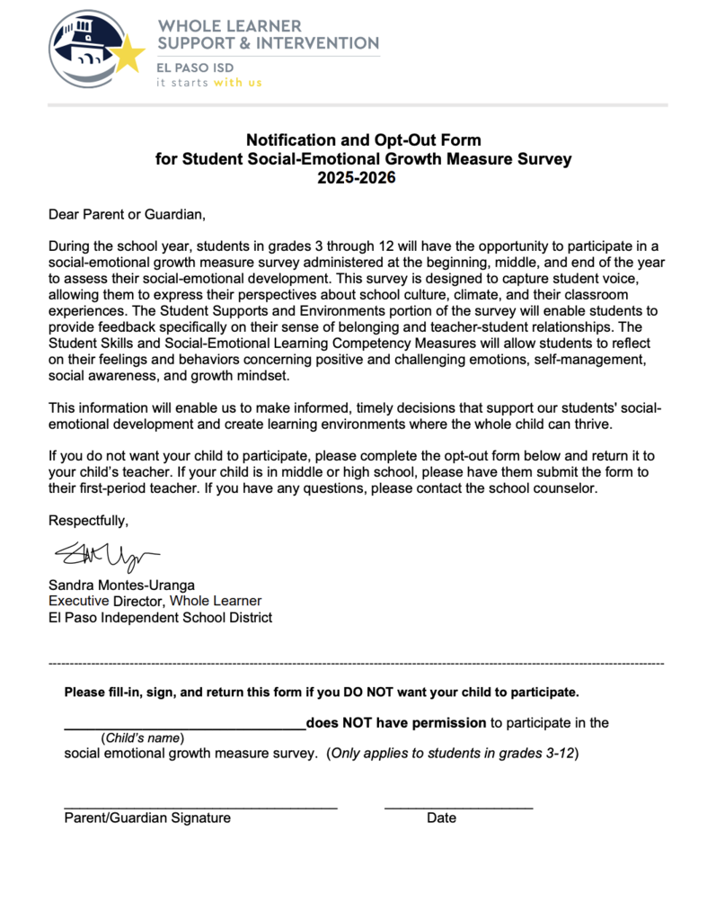End Of Year Panorama Survey Opt out form english