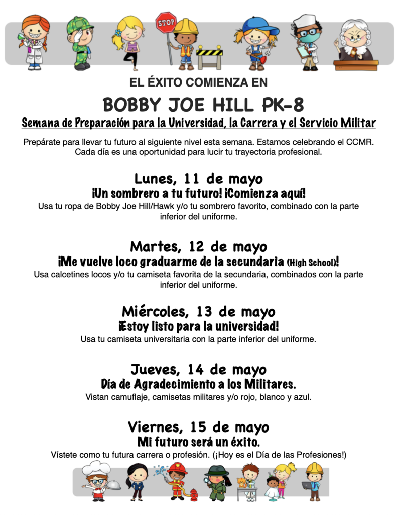 CCMR College day dress up days in spanish