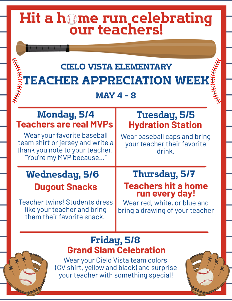 Teacher Appreciation Week May 4-8, 2026
