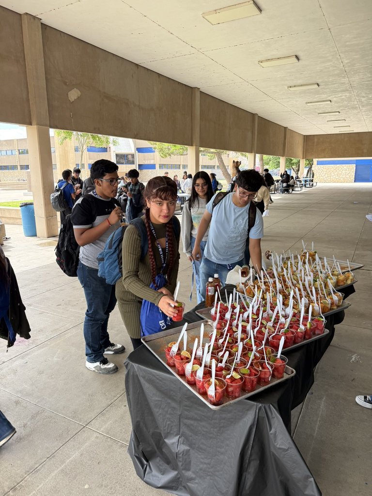 Student grabs fruit cup
