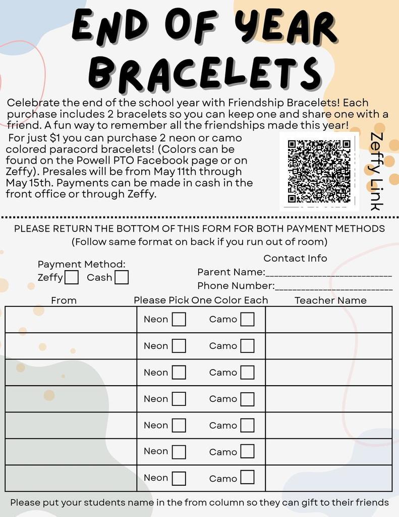 End of year bracelets