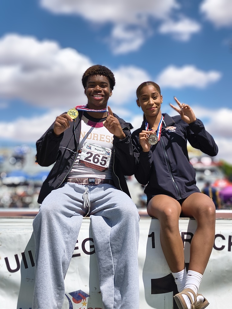 Photo of two Andress High School track and field state qualifiers