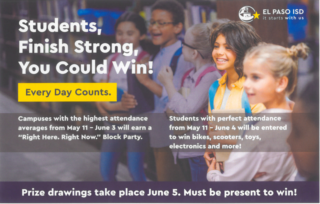 Perfect attendance rewards May11 to Jun3