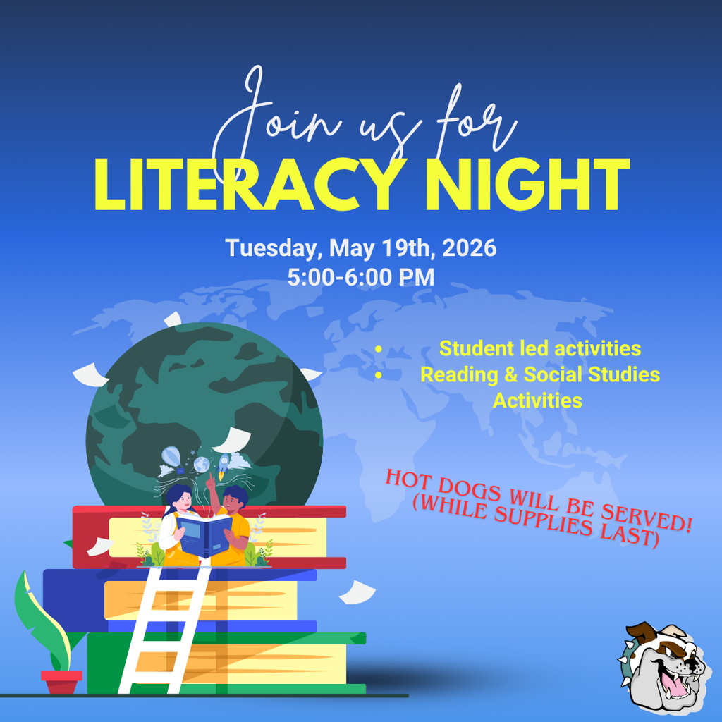Literacy Night Tuesday, May 19th from 5-6 pm. 