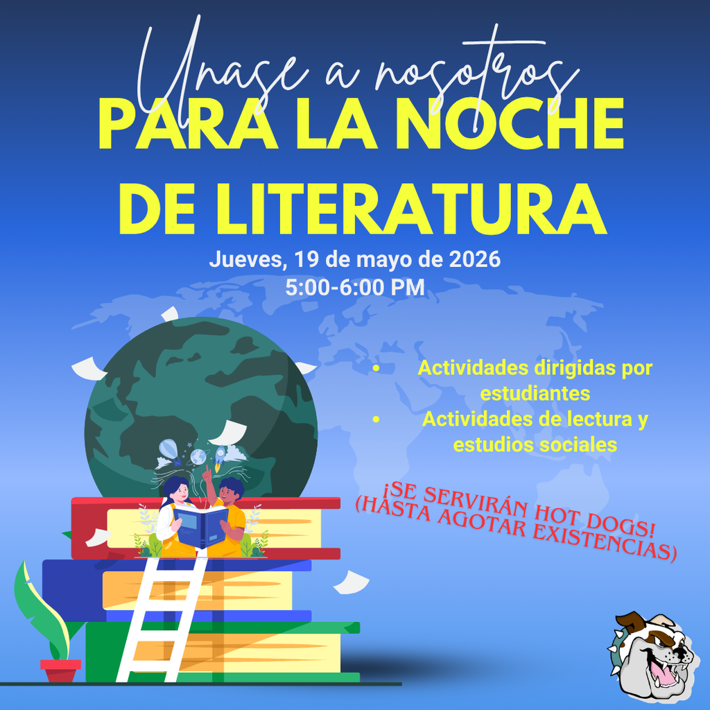 Literacy Night Tuesday, May 19th from 5-6 pm. 
