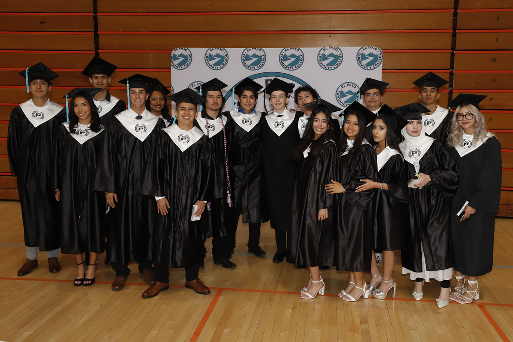 Coronado High School P-TECH students take group photo before EPCC graduation ceremony
