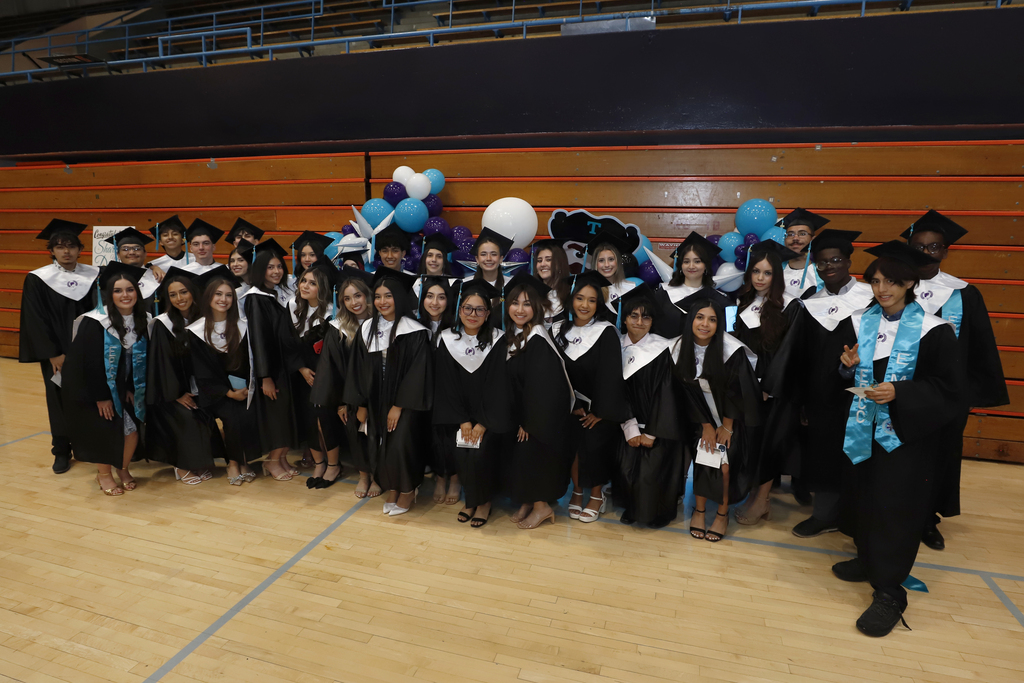 Franklin High School P-TECH program takes group photo 