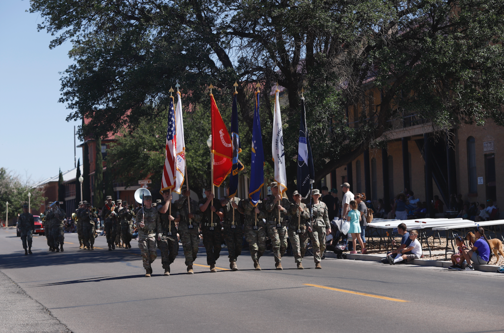 Fort Bliss Army begins parade with flag presentation