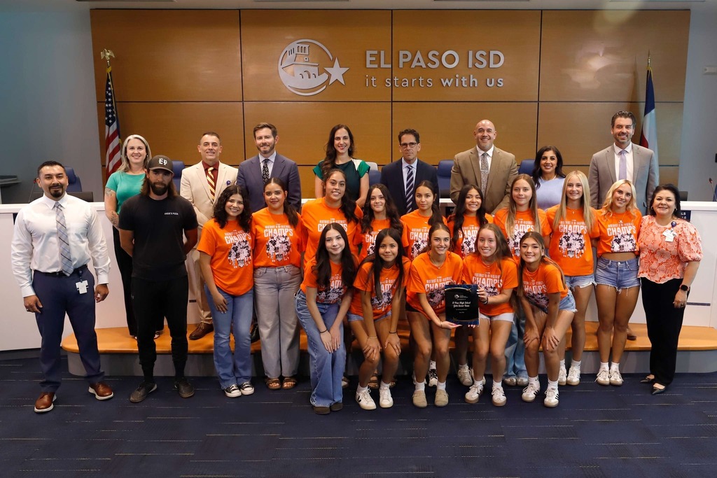 Photo of El Paso ISD Board of Trustees and El Paso ISD Superintendent Dr. Brian Lusk were proud to recognize the excellence of El Paso ISD’s soccer programs. ⚽🏆 Congratulations to our amazing athletes! 👏 🌟 Burges Boys Soccer – State Regional Finals Winners 🌟 Coronado Boys Soccer – Area Winners 🌟Bowie Boys Soccer - Area Winners 🌟 Burges Girls Soccer – Bi-District Winners 🌟 El Paso High Girls Soccer – Bi-District Winners #ItStartsWithUs #ElPasoISD #EPISD