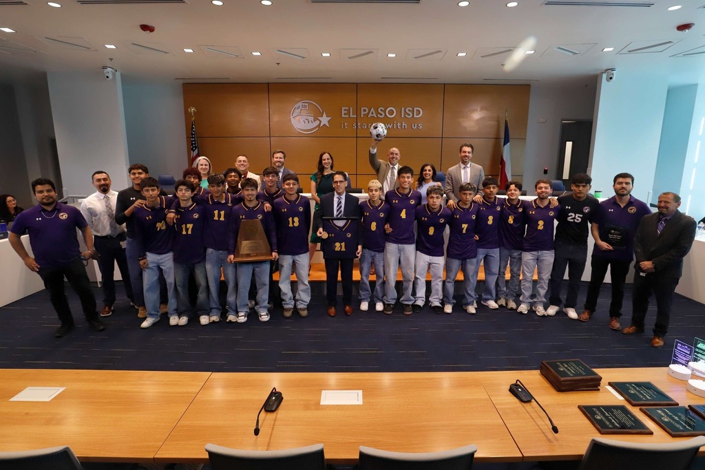 Photo of El Paso ISD Board of Trustees and El Paso ISD Superintendent Dr. Brian Lusk were proud to recognize the excellence of El Paso ISD’s soccer programs. ⚽🏆 Congratulations to our amazing athletes! 👏 🌟 Burges Boys Soccer – State Regional Finals Winners 🌟 Coronado Boys Soccer – Area Winners 🌟Bowie Boys Soccer - Area Winners 🌟 Burges Girls Soccer – Bi-District Winners 🌟 El Paso High Girls Soccer – Bi-District Winners #ItStartsWithUs #ElPasoISD #EPISD